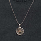 KENPAZAR Gümüş Oksitli Pusula Erkek Kolye