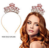 KENPAZAR Birthday Princess Kristal Taç – Rose Gold Kaplama