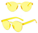 KENPAZAR Sert Mika Oval Şekilli Çerçevesiz Sarı Gözlük Retro Parti 5x14 cm