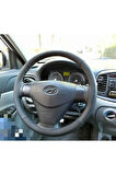 DİKİŞLİ DERİ DİREKSİYON KILIFI KARBON NUBUK SİYAH DİKİŞLİ HYUNDAİ ERA HIZLI KARGO
