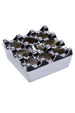 Krom Izgaralı Döküm Küllük Kapaklı Kül Tablası Delikli Metal Kare Küllük