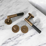 Duo One-S Zamak Mat Antik Sarı - Siyah Rozetli Zamak Wc Banyo Kapı Kolu 1 Takım