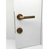 KOLDOOR Punch Mat Antik Sarı Rozetli Oda Kapı Kolu 4 Takım
