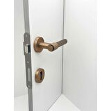 KOLDOOR Erva Handles ZK79 Mat Antik Sarı Rozetli Yale Çelik Kapı Kolu Sağ Basar Tek Yön