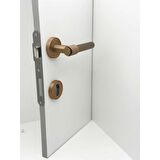 KOLDOOR Erva Handles ZK79 Mat Antik Sarı Rozetli Yale Çelik Kapı Kolu Sağ Basar Tek Yön
