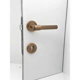 KOLDOOR Erva Handles ZK79 Mat Antik Sarı Rozetli Yale Çelik Kapı Kolu Sağ Basar Tek Yön