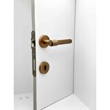 KOLDOOR Erva Handles ZK79 Mat Antik Sarı Rozetli Oda Kapı Kolu 1 Takım