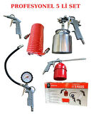 Povver 5 Li Havalı Set (Boya, Mazot, Lastik Şişirme, Hava, Spiral Hortum)