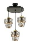 KONTES GOLD KASA ŞEFFAF KRİSTAL TAŞLI SALON ÜÇLÜ AVİZE