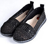 Örme Triko Delikli Rahat Esnek Trend Günlük Taşlı Şık Modern Babet