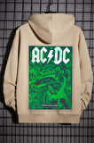 Uyguntarz Unisex Ac Dc Baskılı Kapüşonlu Sweatshirt