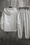 Uyguntarz Unisex Drawing Butterflies Sırt Baskılı Eşofman Takımı