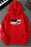 Uyguntarz Unisex Ken Kaneki Baskılı Kapüşonlu Sweatshirt