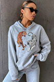 Uyguntarz Unisex Tiger Baskılı Sweatshirt