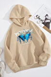 Uyguntarz Unisex Blue Butterfly Baskılı Sweatshirt