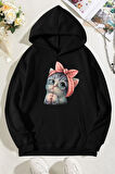 Uyguntarz Unisex Sevimli Kedi Sweatshirt