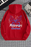 Uyguntarz Unisex Butterfly & Letter Graphic Baskılı Sweatshirt