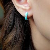 Gümüş Mineli Halka Küpe