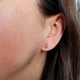 Mor Damla Taşlı Altın Minimal Küpe (KP0077)