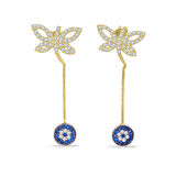 Altın Yusufçuk Figürlü Ziincirli Küpe (KP0116)