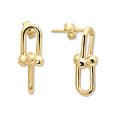 Yeni Trend Blok Detay Altın Küpe (KP0186)