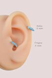 Gümüş Renkli 6 mm Firuze Taşlı Forward Helix Piercing Tragus Helix