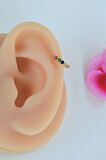 Gold 8 mm Taşlı Multicolor Çok Renkli Helix Piercing Tragus Kıkırdak Lob