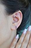 Gümüş Renkli 8 mm Taşlı Multicolor Çok Renkli Helix Piercing Tragus Kıkırdak Lob