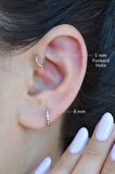 Zirkon Taşlı İnce 8 mm Halka Piercing Helix Tragus Kıkırdak Lob