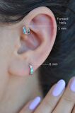 Mavi Taşlı 8 mm Halka Piercing Helix Tragus Kıkırdak Lob