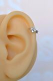 6 mm Mini Halka Çiçekli Piercing Forward Helix Tragus Helix Kıkırdak Gümüş Renk