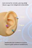6 mm Mini Halka Çiçekli Piercing Forward Helix Tragus Helix Kıkırdak Gümüş Renk