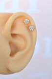 İki Çiçekli Helix Piercing Kıkırdak Lob Gold Renk