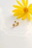 İki Çiçekli Helix Piercing Kıkırdak Lob Gold Renk