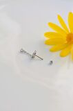 Zincir Sallantılı Çiçek Piercing Helix Kıkırdak Lob Gümüş Renk