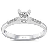  E Renk Toplam 0.32 Karat Pırlanta Kolu Taşlı Tektaş Yüzük