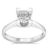 H Renk 0.70 Karat Pırlanta Tektaş Yüzük - HRD Sertifikalı