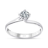 H Renk 0.40 Karat Pırlanta Tektaş Yüzük - HRD Sertifikalı