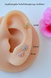 Gold Renkli Taşlı Kurdele Fiyonk Figürlü Piercing Helix Kıkırdak Conch Lob