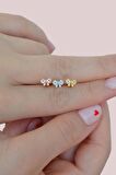 Gold Renkli Taşlı Kurdele Fiyonk Figürlü Piercing Helix Kıkırdak Conch Lob