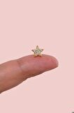 Zirkon Taşlı Arkası Düz Çelik Yıldız Tragus Piercing Helix Lob Gold Renk