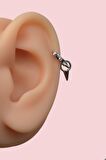 Zirkon Taşlı Zımbalı Model Charmlı Helix Piercing Kıkırdak Lob