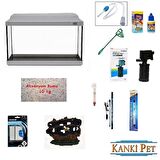 Kanki Pet 65 Cm Beyaz kapaklı düz Akvaryum Full Set KP65BDSET02
