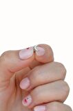 Gümüş Renkli Taşlı Ay Figürlü Piercing Helix Kıkırdak Conch Lob