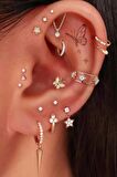 Gold Renkli Kelebek Figürlü Piercing Helix Kıkırdak Conch Lob
