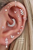 Gümüş Renkli Kelebek Figürlü Piercing Helix Kıkırdak Conch Lob
