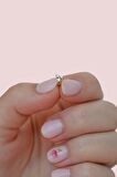 Gold Renkli Mini Üçtaşlı Zirkon Piercing Helix Kıkırdak Lob Conch