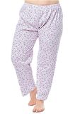 Kapbirtane Kadın Uzun Tek Alt Pijama Çiçek Desenli  Jumbo Boy 3- Adet