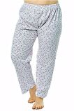 Kapbirtane Kadın Uzun Tek Alt Pijama Çiçek Desenli  Jumbo Boy 3- Adet