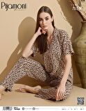 Pijamoni Kadın Kısa Kol Boydan Düğmeli Pijama Takımı - 7515-24